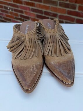 Antelope Dabney Fringe Genuine Suede Mules —Western — Pointed Toe
